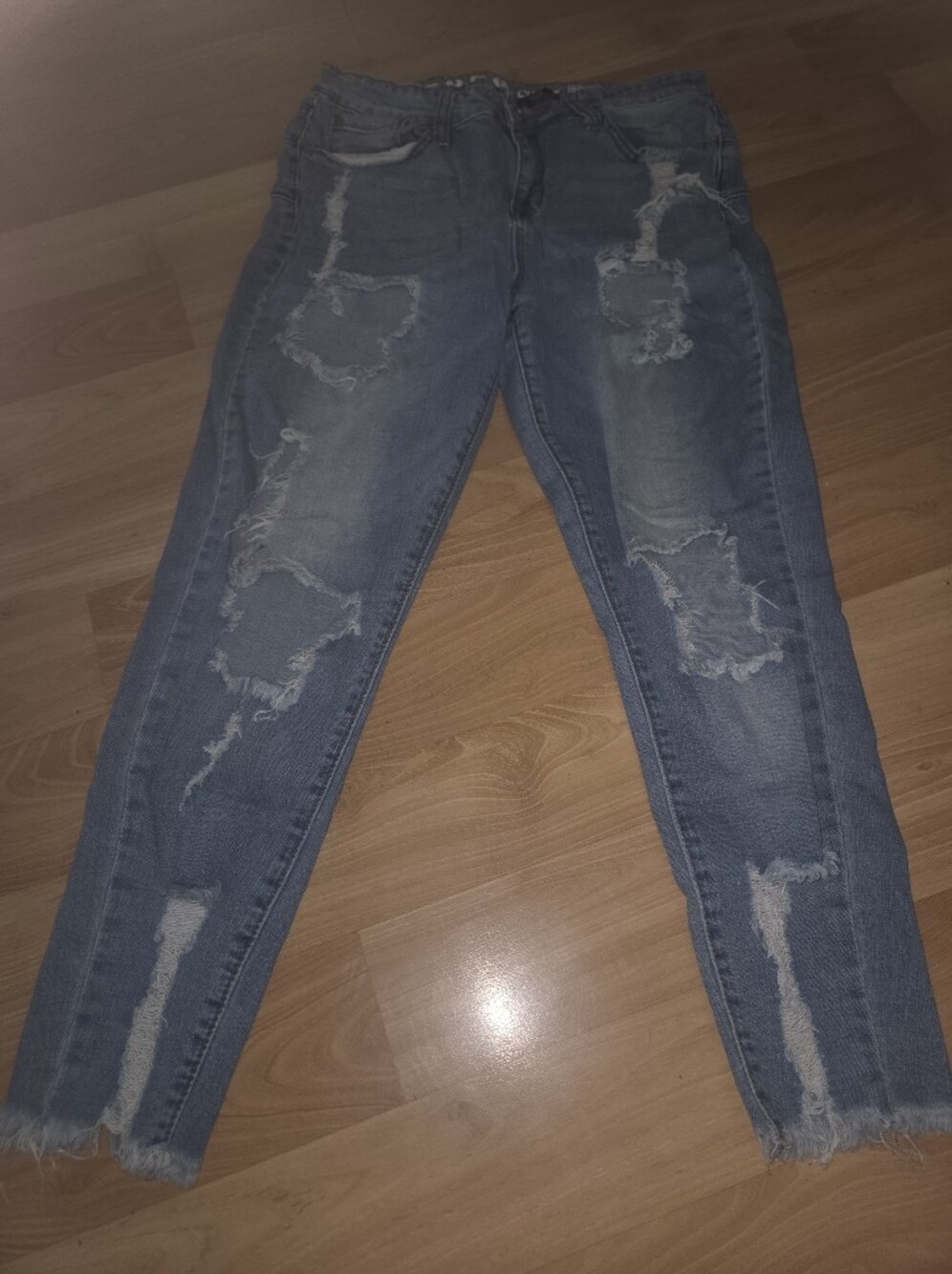 SONG Curvy Slim Ripped Light Blue Skinny Jeans